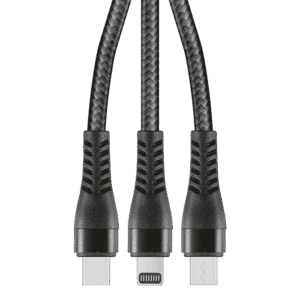Alternative view of 1.2m 3-In-1 Charger Cable Allum alloy and Braiding