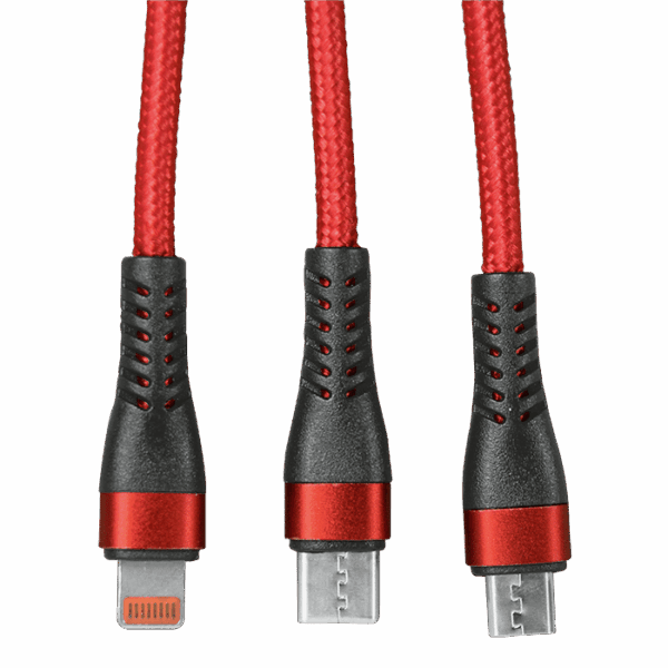 1.2m 3-In-1 Charger Cable Allum alloy and Braiding — 1.2m 3-In-1 Charger Cable Allum alloy and Braiding