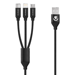 Volkano Weave Series 3-in-1 Charge Cable 1m