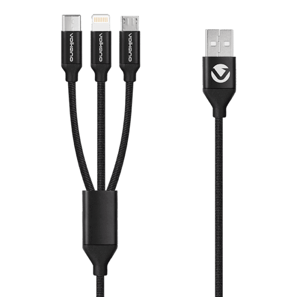 Volkano Weave Series 3-in-1 Charge Cable 1m — Volkano Weave Series 3-in-1 Charge Cable 1m