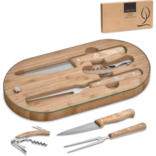 Okiyo Suraisu Bamboo Food & Wine Set — Okiyo Suraisu Bamboo Food & Wine Set