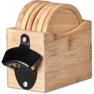 Alternative view of Okiyo Kanpai Bamboo Coaster & Bottle Opener Set