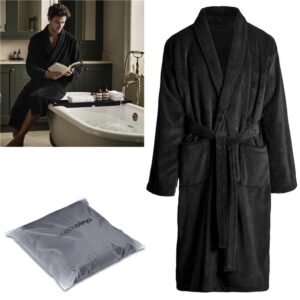 Serendipio Langham Mens Coral Fleece Bathrobe - Image 7
