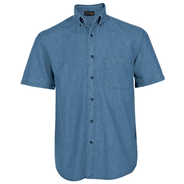 Denim Shirt Short Sleeve Mens — Denim Shirt Short Sleeve Mens