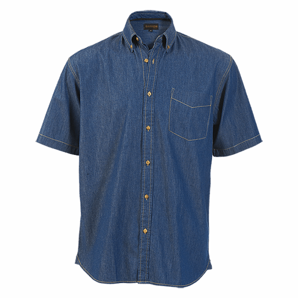 Denver Denim Shirt Short Sleeve Mens — Denver Denim Shirt Short Sleeve Mens