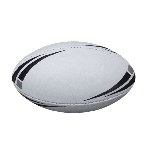 Size 2 Midi Rugby Ball – Black, Silver & White — AUTO-DRAFT