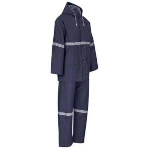 Light Duty Tornado Hi-Viz Reflective Rubberised Rainsuit - Navy - Image 3