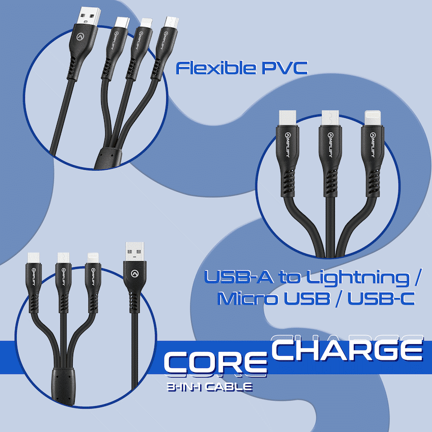 Amplify CoreCharge Series 1.2m 3-in-1 Cable - Image 3