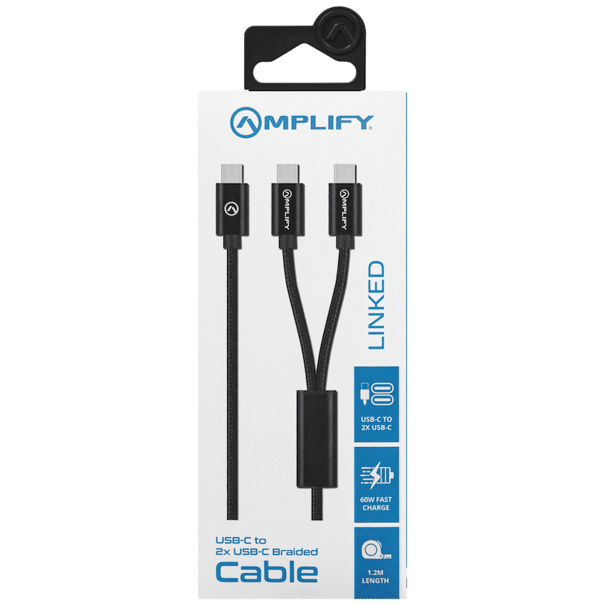 Amplify Linked Series USB-C to 2x USB-C Braided Cable 1.2m - Image 3