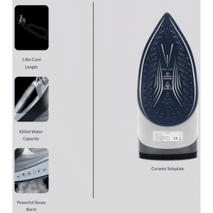 Boden Stark 2200W Ceramic Steam Iron - Image 2