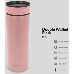 Boden Stark 650ml Flask - Pink - Image 5