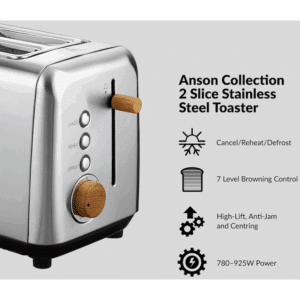Boden Stark Anson Collection 2-Slice Stainless Steel Toaster - Image 2
