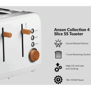 Boden Stark Anson Collection 4 Slice SS Toaster White - Image 2