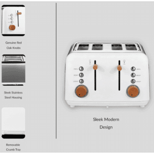 Boden Stark Anson Collection 4 Slice SS Toaster White - Image 3