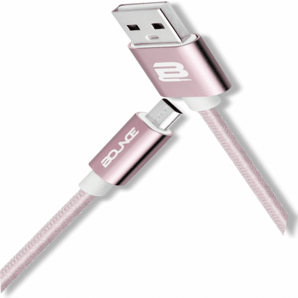 Bounce Cord Series Micro USB Braided Cable 1.2m – Rose Gold — Bounce Cord Series Micro USB Braided Cable 1.2m – Rose Gold