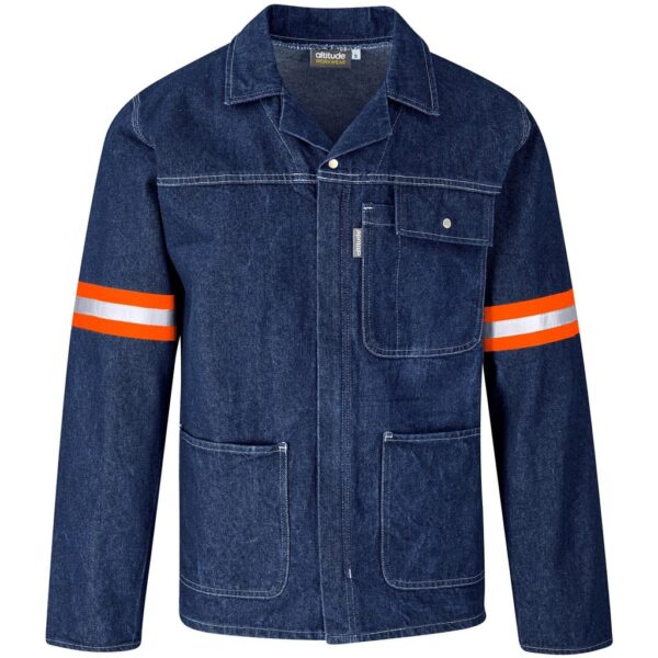 Cast Premium 100% Cotton Denim Jacket – Reflective Arms & Back – Orange Tape — Cast Premium 100% Cotton Denim Jacket – Reflective Arms & Back – Orange Tape