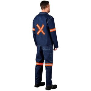 Alternative view of Cast Premium 100% Cotton Denim Jacket - Reflective Arms & Back - Orange Tape