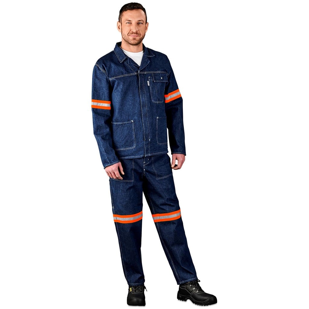 Cast Premium 100% Cotton Denim Jacket - Reflective Arms & Back - Orange Tape - Image 6