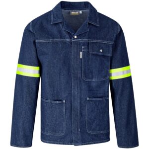 Cast Premium 100% Cotton Denim Jacket - Reflective Arms & Back - Yellow Tape