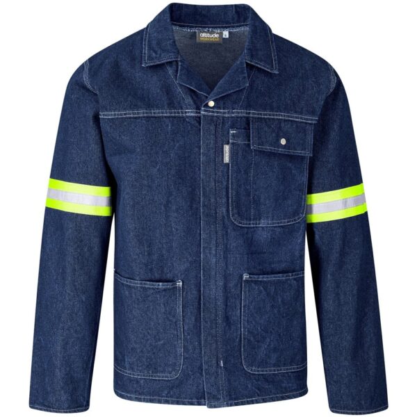 Cast Premium 100% Cotton Denim Jacket – Reflective Arms & Back – Yellow Tape — Cast Premium 100% Cotton Denim Jacket – Reflective Arms & Back – Yellow Tape