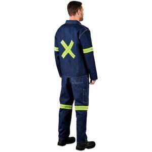 Alternative view of Cast Premium 100% Cotton Denim Jacket - Reflective Arms & Back - Yellow Tape