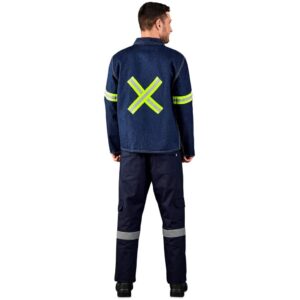 Cast Premium 100% Cotton Denim Jacket – Reflective Arms & Back – Yellow Tape