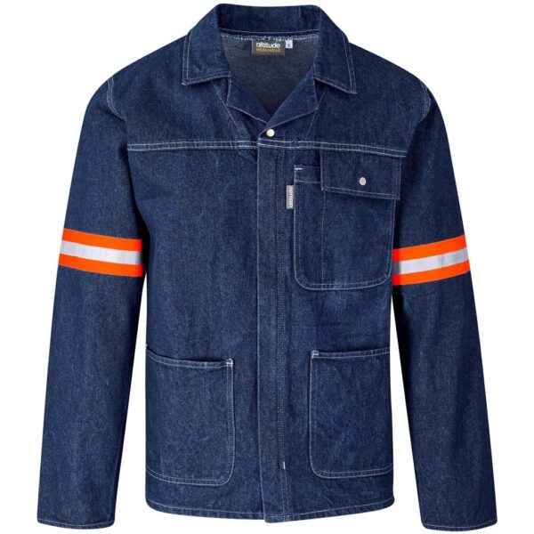 Cast Premium 100% Cotton Denim Jacket – Reflective Arms – Orange Tape — Cast Premium 100% Cotton Denim Jacket – Reflective Arms – Orange Tape
