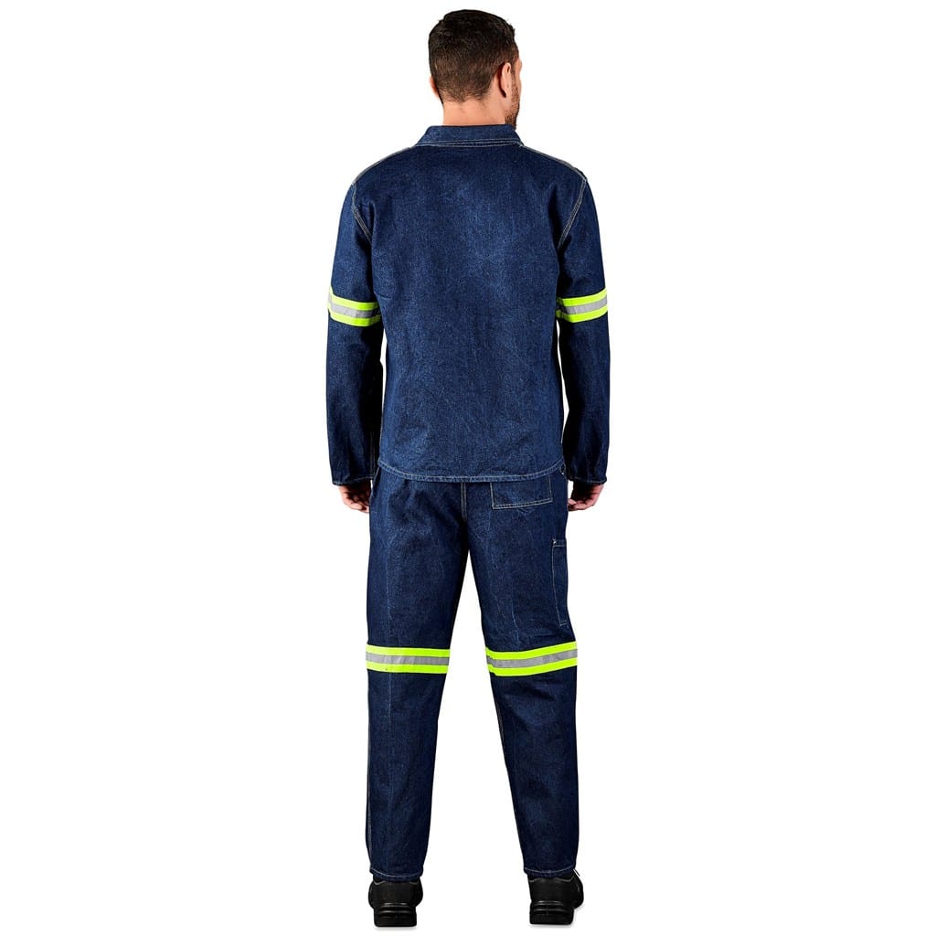 Cast Premium 100% Cotton Denim Jacket - Reflective Arms - Yellow Tape - Image 8