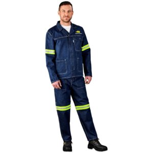 Cast Premium 100% Cotton Denim Jacket – Reflective Arms – Yellow Tape