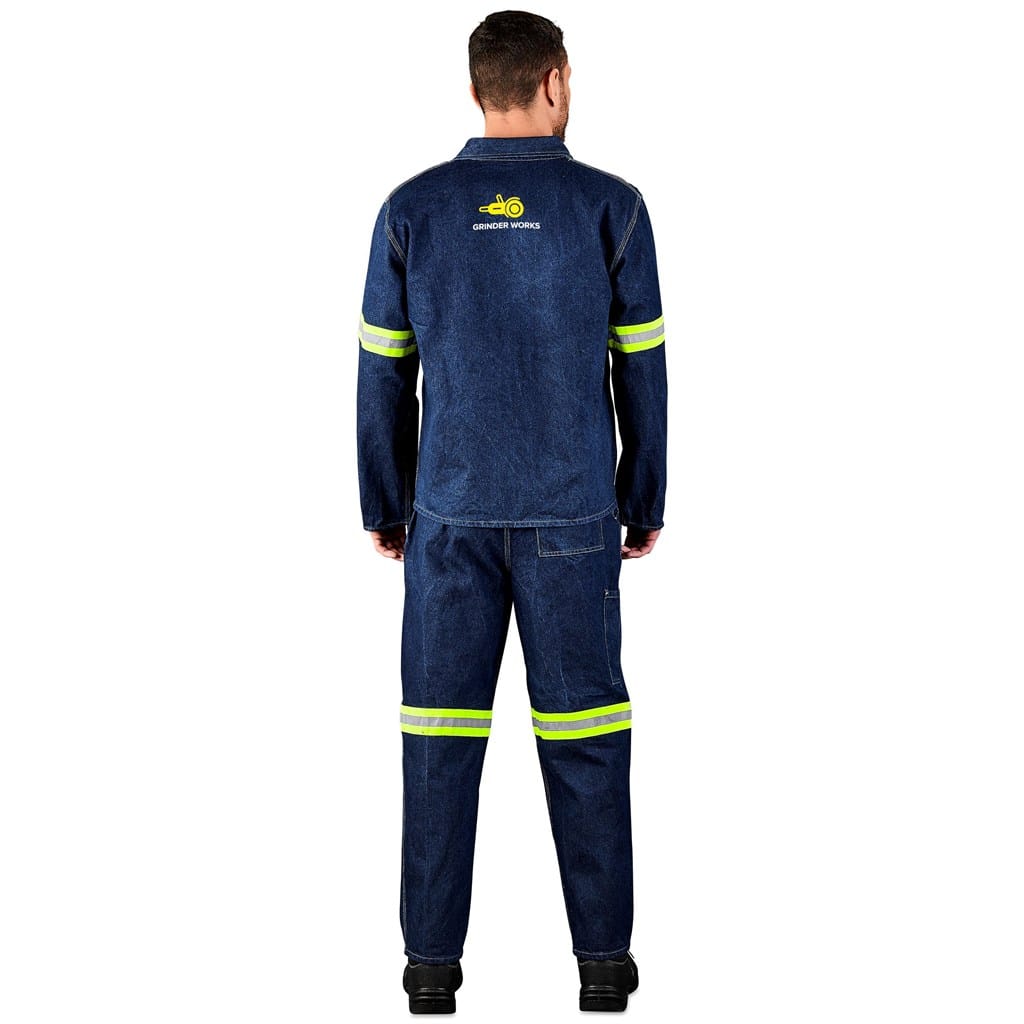 Cast Premium 100% Cotton Denim Jacket - Reflective Arms - Yellow Tape - Image 11