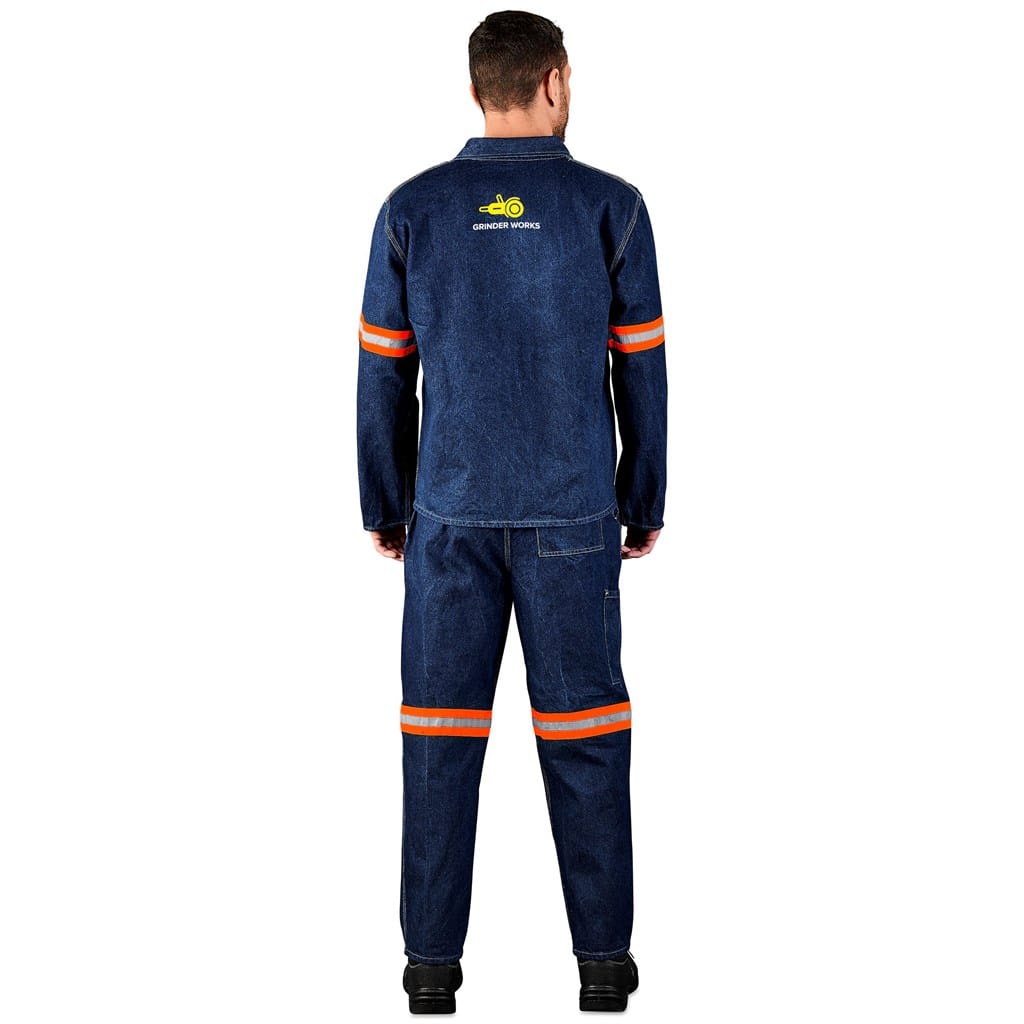 Cast Premium 100% Cotton Denim Pants - Reflective Legs - Orange Tape - Image 6