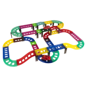 Edu-Matic Mini-Mag Magnetic Tile Tracks with 2 Cars and 93 Pieces — Edu-Matic Mini-Mag Magnetic Tile Tracks with 2 Cars and 93 Pieces