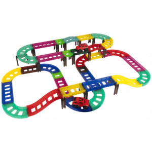 Edu-Matic Mini-Mag Magnetic Tile Tracks with 2 Cars and 93 Pieces - Image 2