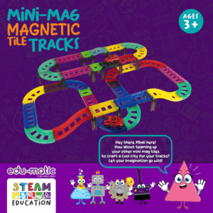 Edu-Matic Mini-Mag Magnetic Tile Tracks with 2 Cars and 93 Pieces - Image 6