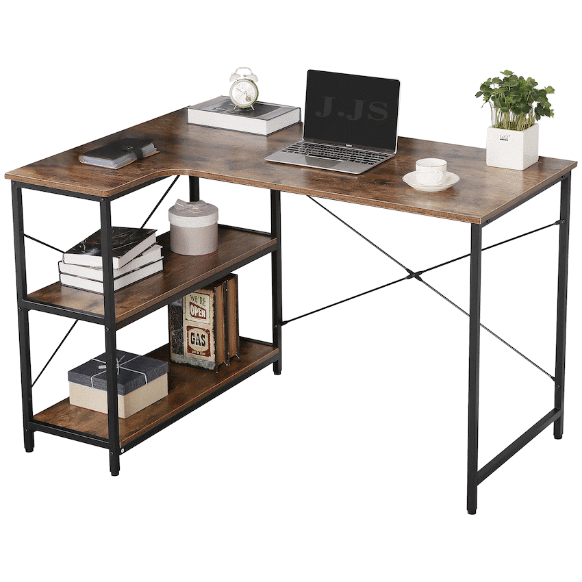 Everfurn Anthony L-Shaped Corner Work Desk - Steel Frame - Image 2