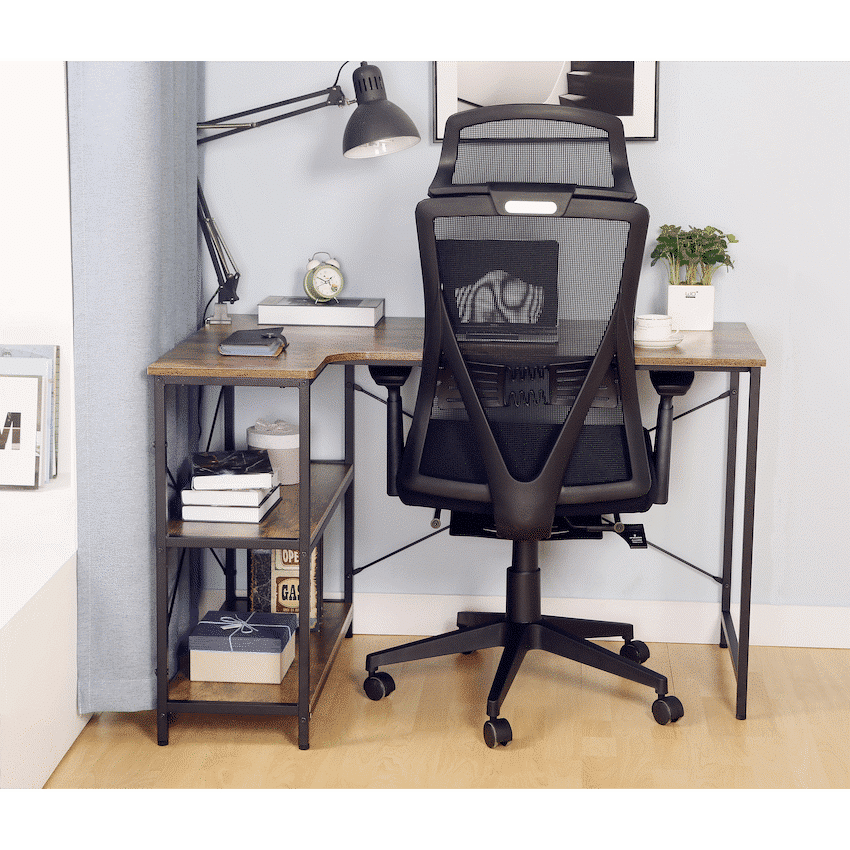 Everfurn Anthony L-Shaped Corner Work Desk - Steel Frame - Image 3