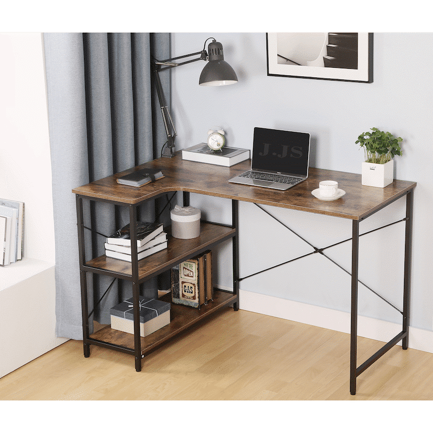 Everfurn Anthony L-Shaped Corner Work Desk - Steel Frame - Image 4