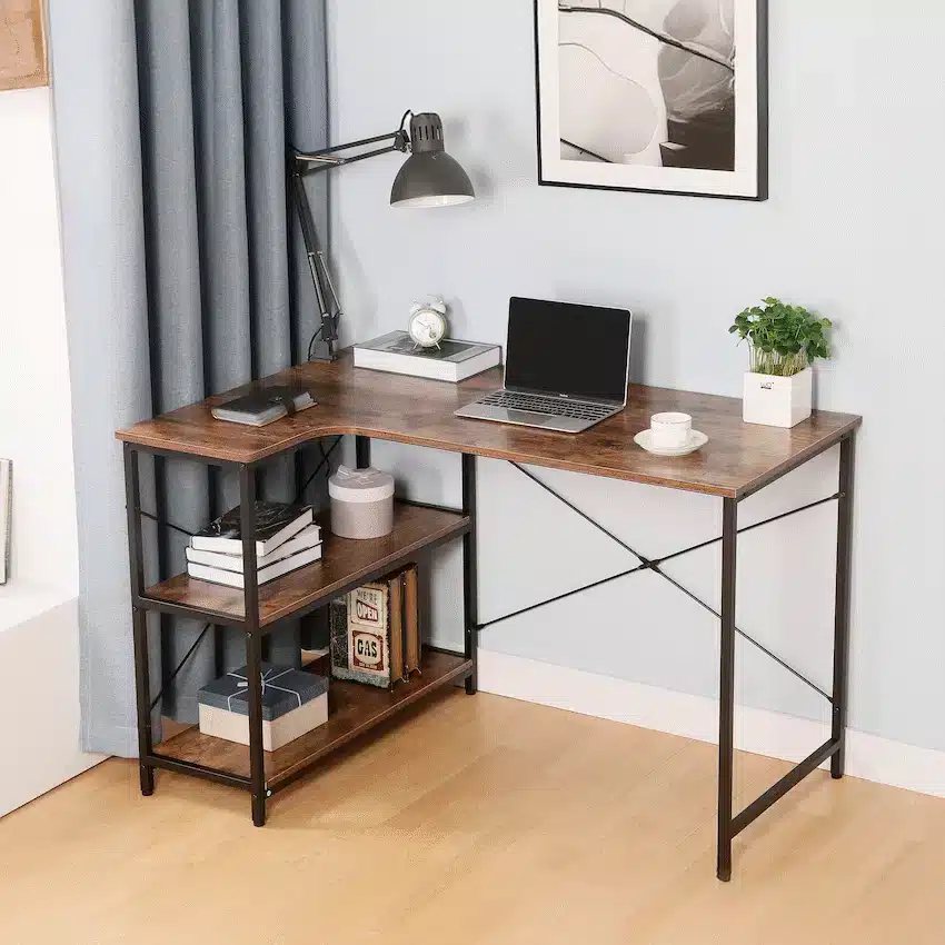 Everfurn Anthony L-Shaped Corner Work Desk - Steel Frame - Image 12