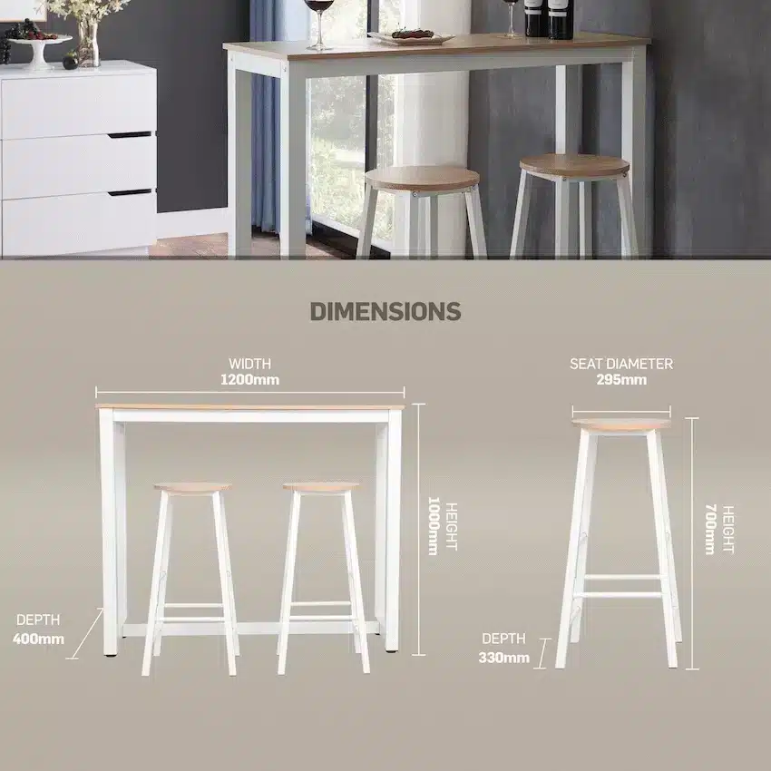 Everfurn Chenin 3-Piece Bar Table & Stool Set with Powder-Coated Frame - Image 5