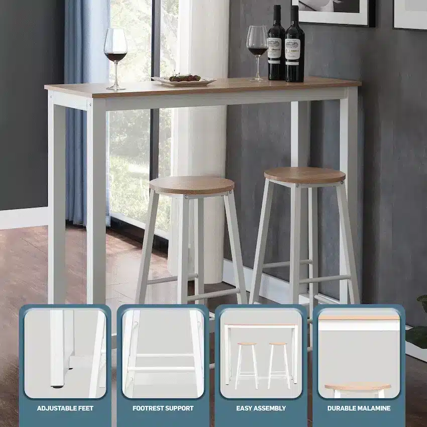Everfurn Chenin 3-Piece Bar Table & Stool Set with Powder-Coated Frame - Image 7