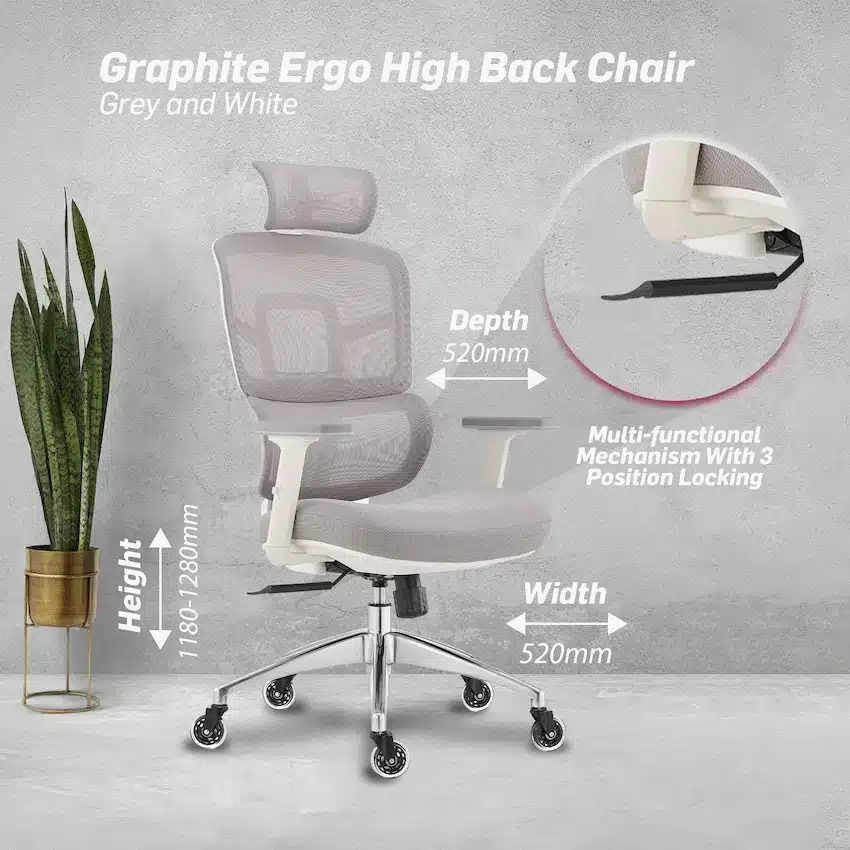 Everfurn Premium Graphite Ergo High Back Chair - Grey - Image 3