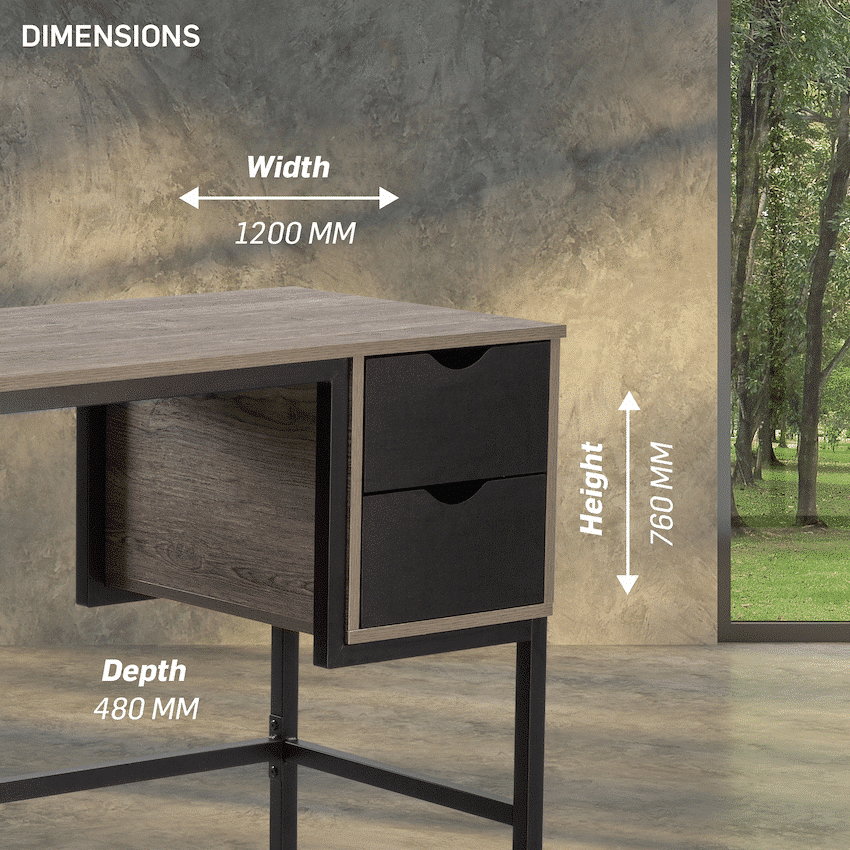 Everfurn Rampart Office Desk with Two Drawers, Powder-Coated Steel, Adjustable Feet - Image 5