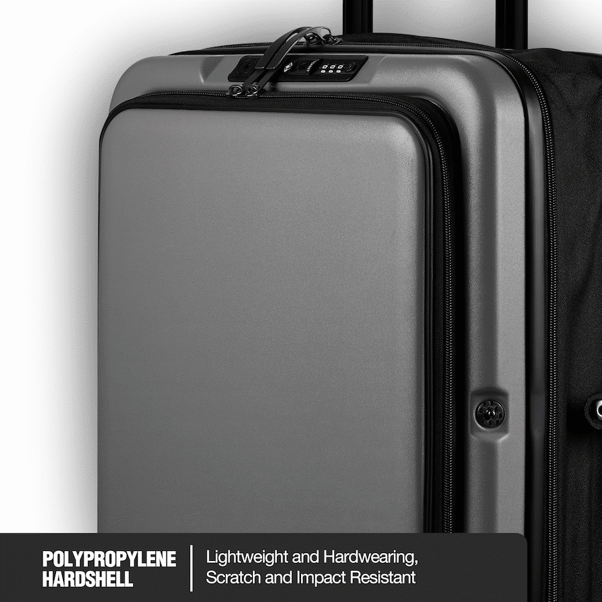 Expandable PP 55cm Carry On Luggage - Dark Grey - Image 5