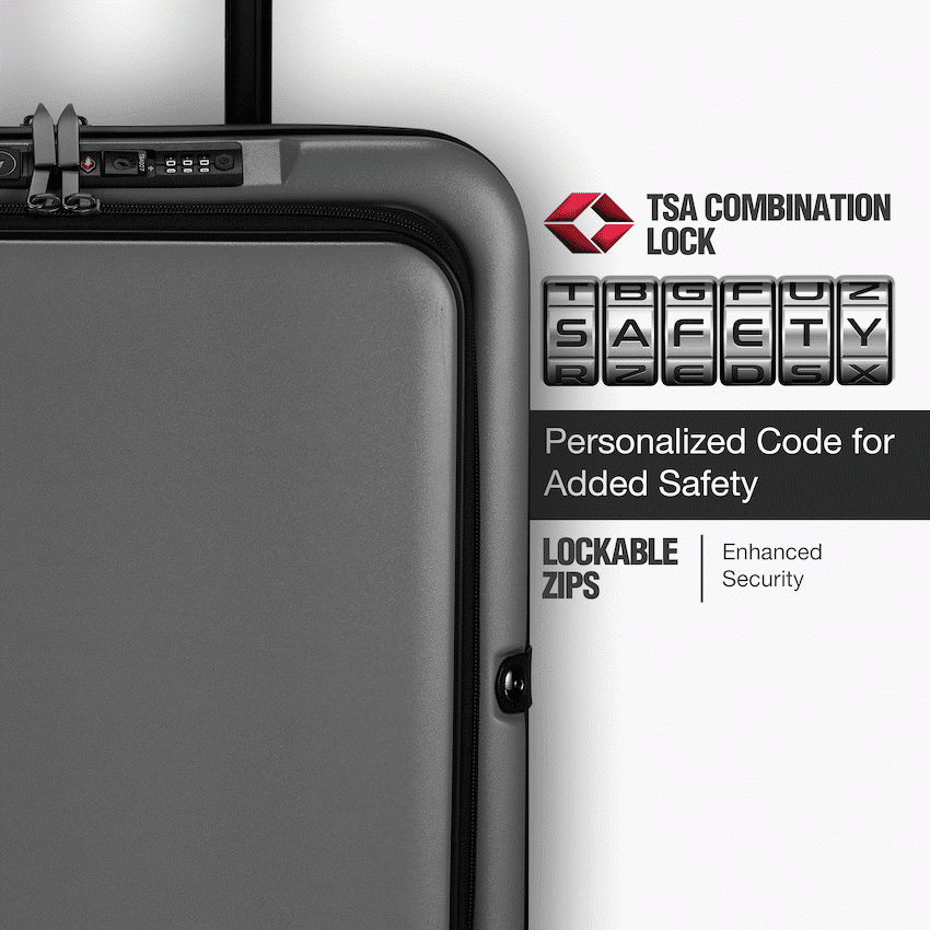 Expandable PP 55cm Carry On Luggage - Dark Grey - Image 6