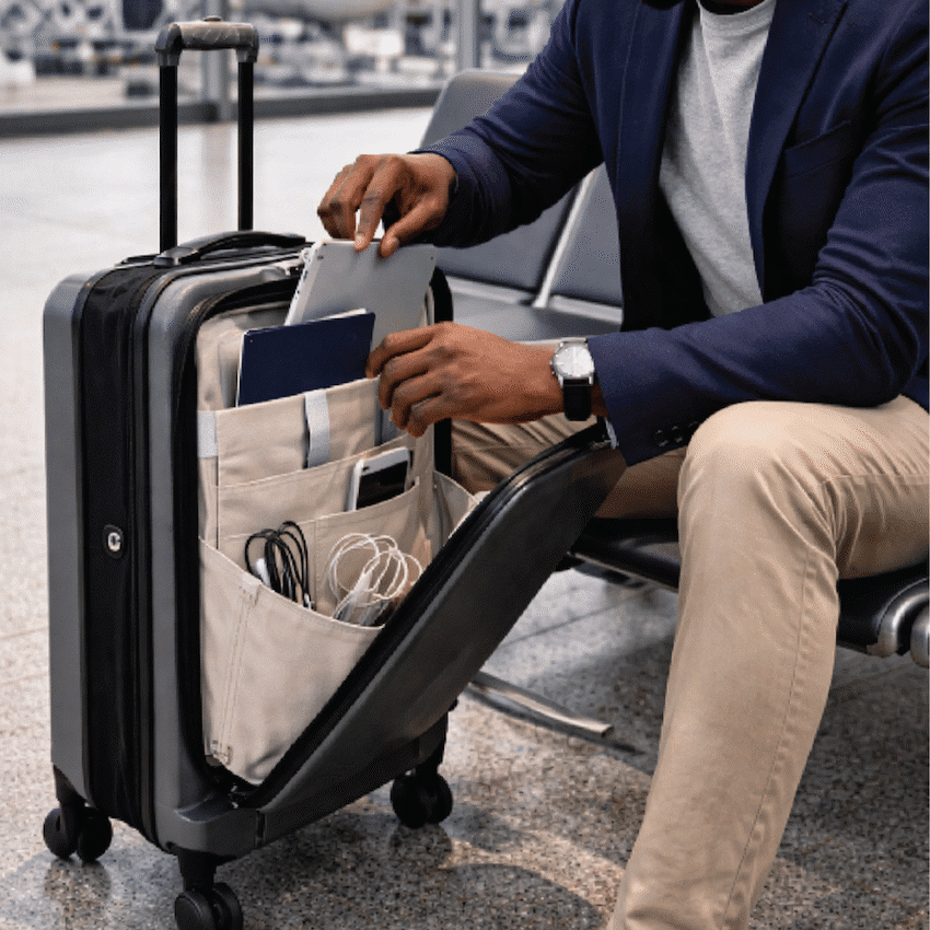Expandable PP 55cm Carry On Luggage - Dark Grey - Image 9