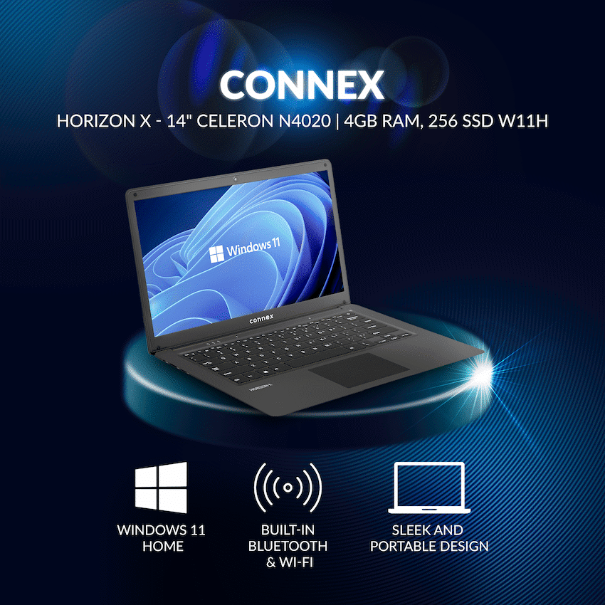 Horizon X Laptop- Connex 14" Celeron N4020 4/256 SSD W11H - BK - Image 4