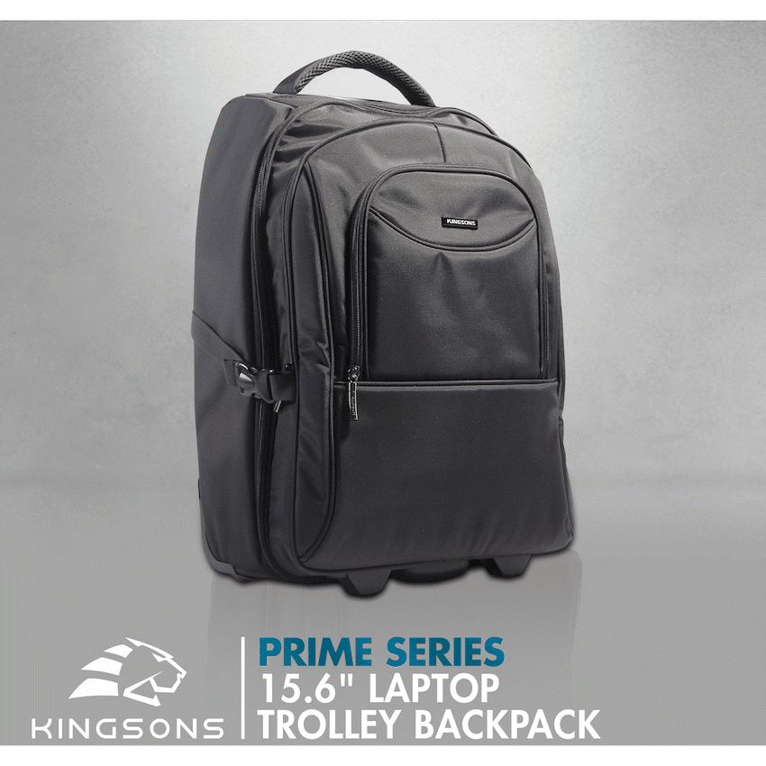 Kingsons Prime 15.6" Laptop Trolley Backpack - Black - Image 5