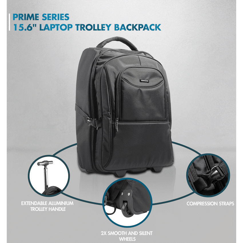 Kingsons Prime 15.6" Laptop Trolley Backpack - Black - Image 6