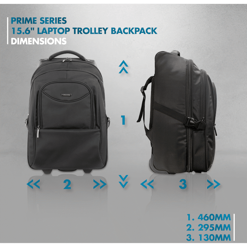 Kingsons Prime 15.6" Laptop Trolley Backpack - Black - Image 7