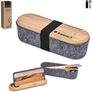 Okiyo Byoga Recycled PET Felt & Bamboo Stationery Case - Image 5